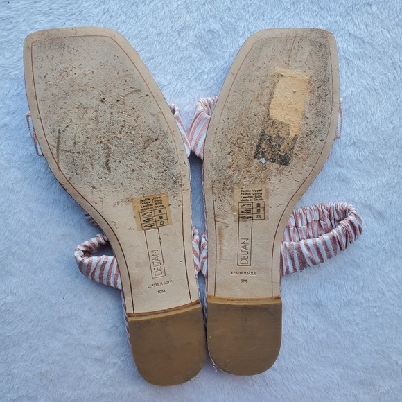 FREE with Purchase Size 9/10 Mismatched Women's Deltan Pink White Stripe Sandals - Picture 3 of 5